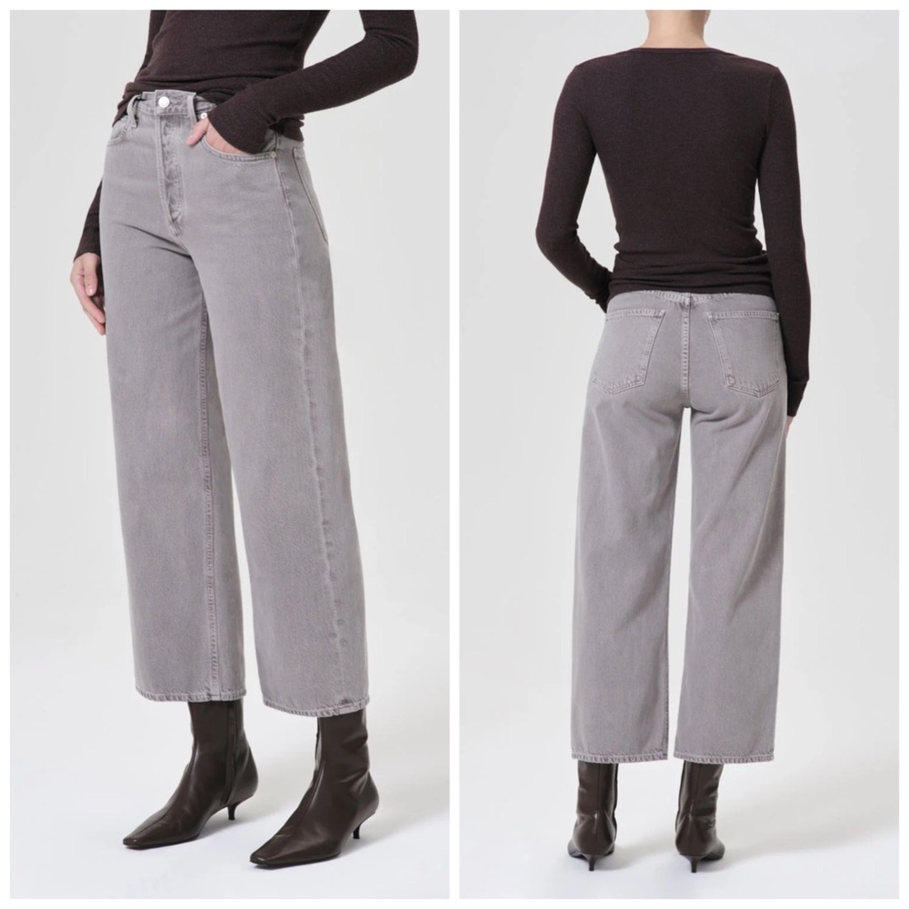 Agolde‎ Ren High Rise Wide Leg Jeans In Gray Owl Ankle Size 33